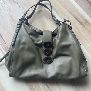 Coach Olive Green Shoulder Bag #C1482-32325 with charm attached